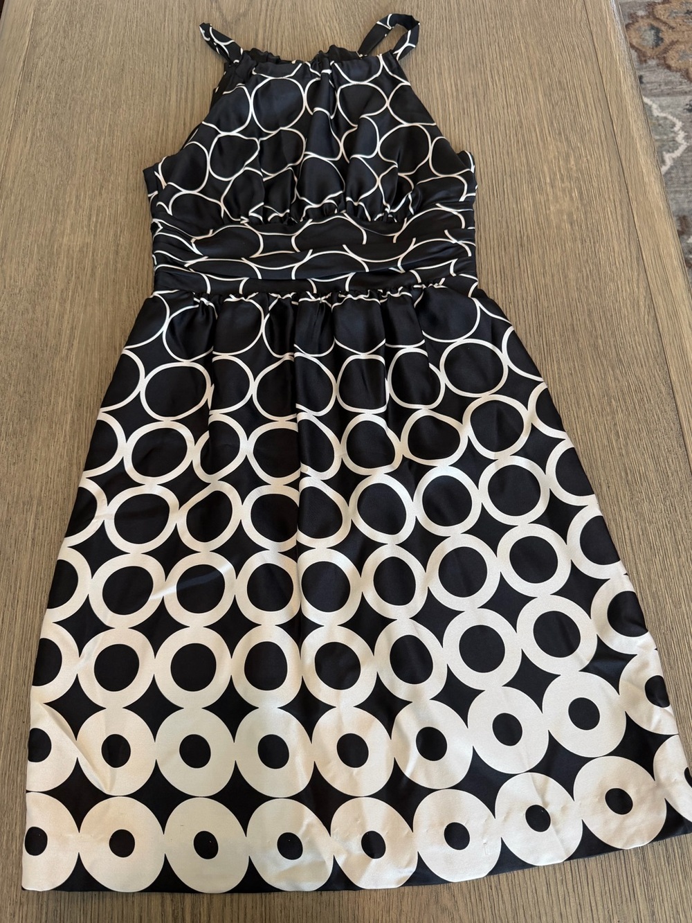 White House Black Market Geometric Modern Printed Halter Dress Black White Lined
